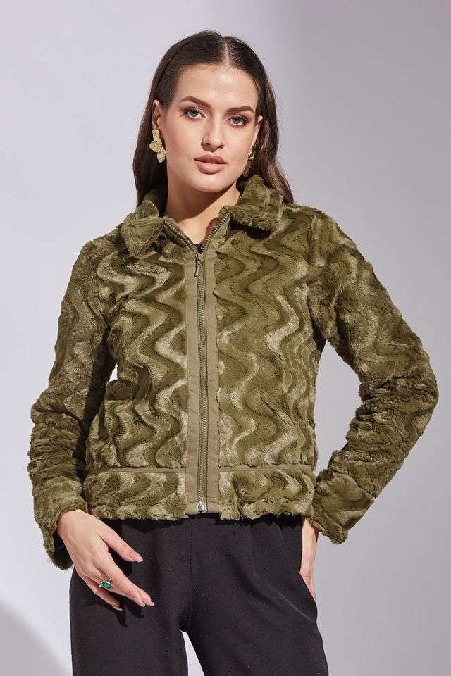 Solid-Collared-Polyester-Women-s-Casual-Wear-Jacket