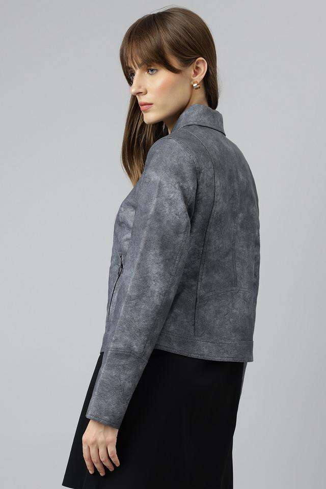 Tie-&-Dye-Collared-Blended-Fabric-Women-s-Casual-Wear-Jacket