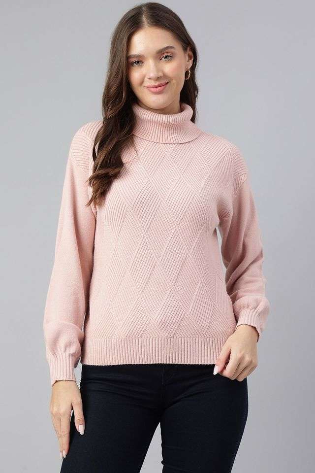 Solid-High-Neck-Viscose-Women-s-Winter-Wear-Sweater