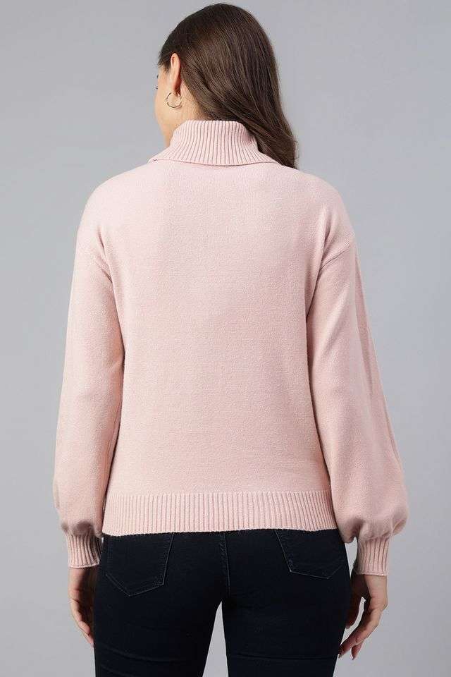 Solid-High-Neck-Viscose-Women-s-Winter-Wear-Sweater