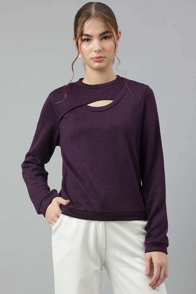 Solid-Rayon-Round-Neck-Women-s-Top