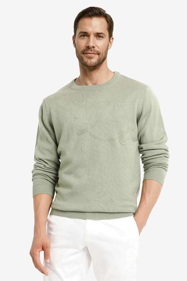 Solid-Acrylic-Round-Neck-Men-s-Sweater