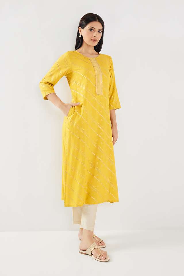 Embroidered-Rayon-Round-Neck-Women-s-Casual-Wear-Kurta