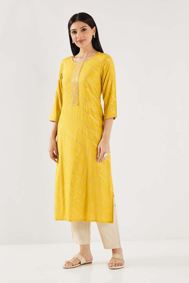 Embroidered-Rayon-Round-Neck-Women-s-Casual-Wear-Kurta