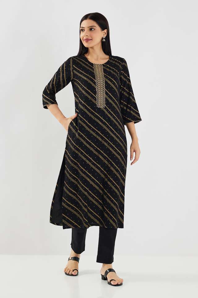 Embroidered-Rayon-Round-Neck-Women-s-Casual-Wear-Kurta