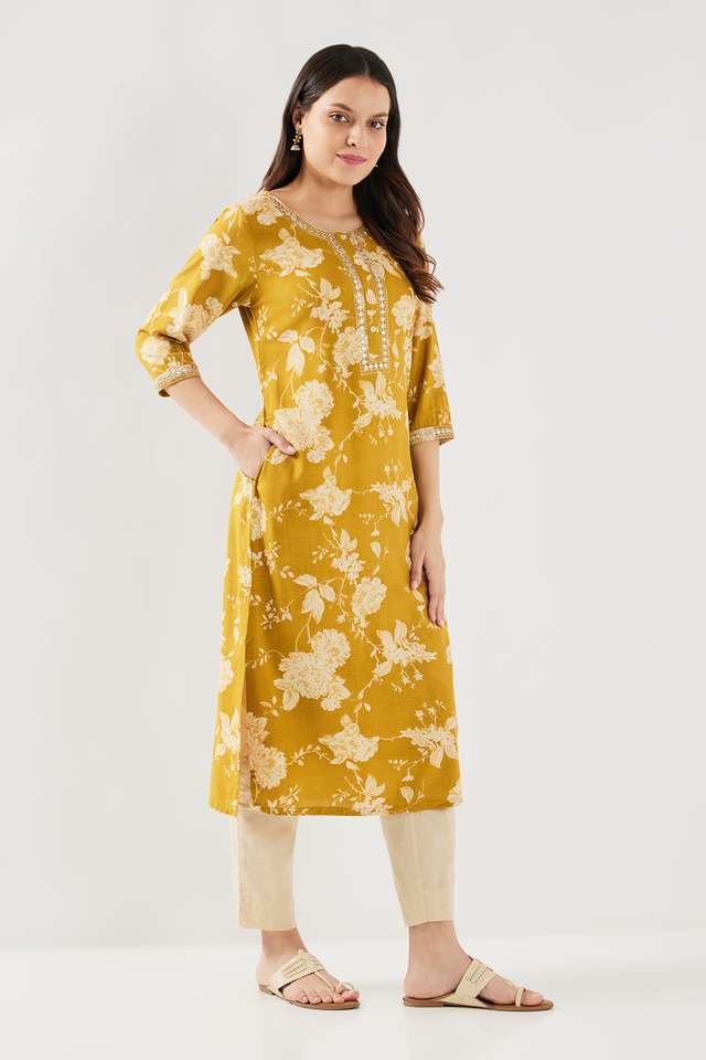 Embroidered-Rayon-Round-Neck-Women-s-Casual-Wear-Kurta
