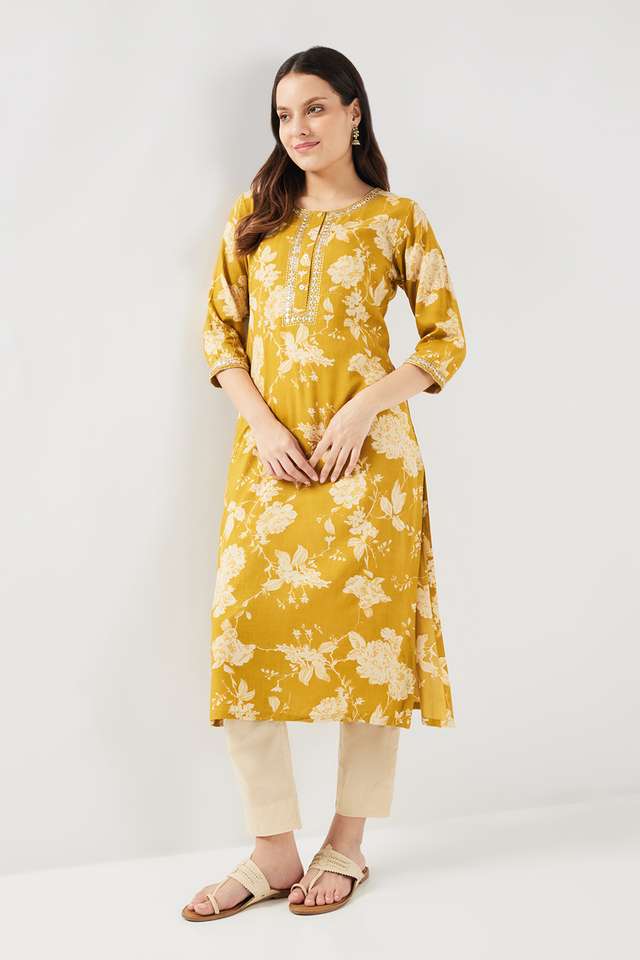 Embroidered-Rayon-Round-Neck-Women-s-Casual-Wear-Kurta