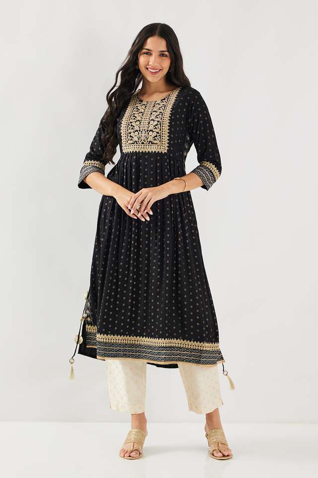 Embroidered-Rayon-Round-Neck-Women-s-Casual-Wear-Kurta