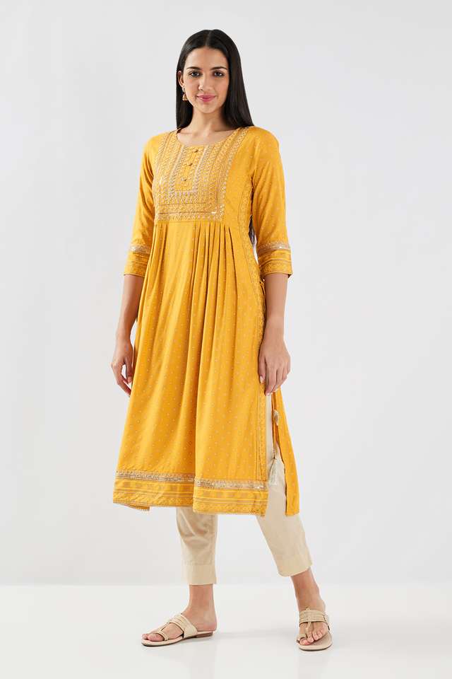 Embroidered-Rayon-Round-Neck-Women-s-Casual-Wear-Kurta