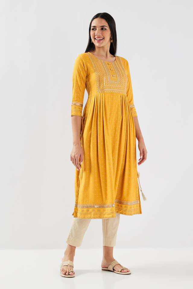 Embroidered-Rayon-Round-Neck-Women-s-Casual-Wear-Kurta