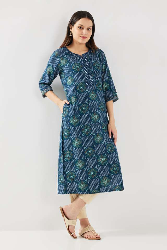 Embroidered-Rayon-Round-Neck-Women-s-Casual-Wear-Kurta
