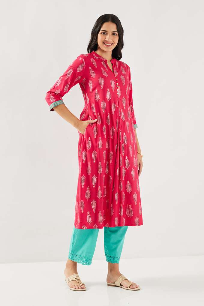 Printed-Rayon-Collared-Women-s-Casual-Wear-Kurta