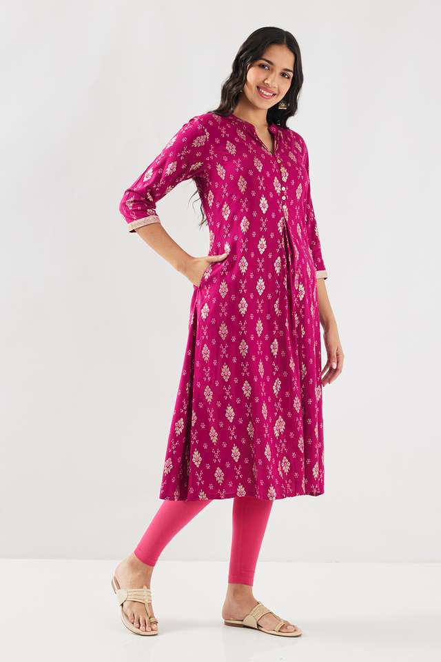 Printed-Rayon-Collared-Women-Festive-Wear-Kurta