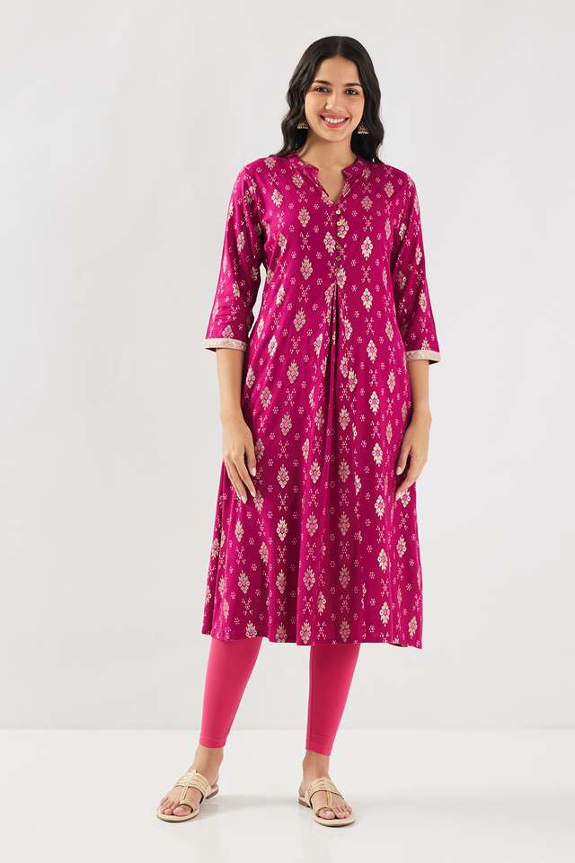 Printed-Rayon-Collared-Women-Festive-Wear-Kurta