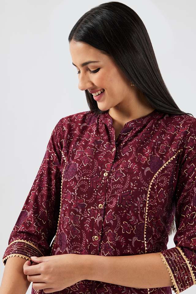 Floral-Blended-Fabric-Women-s-Casual-Wear-Kurta