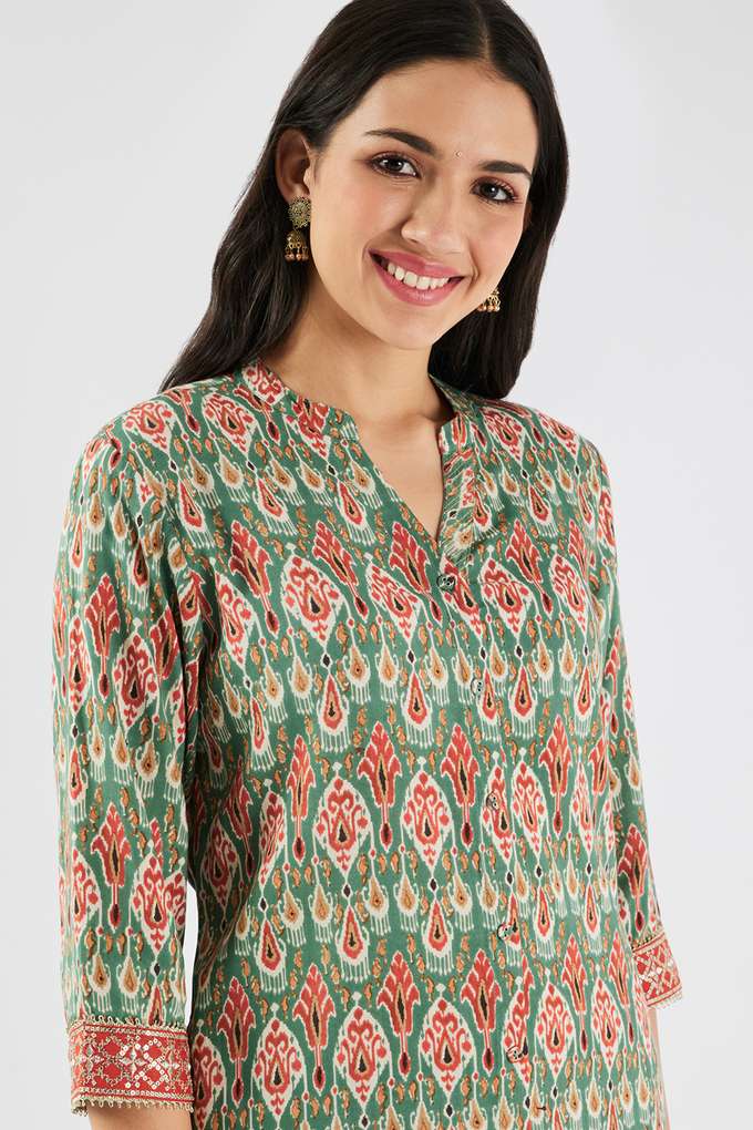 Printed-Viscose-Collared-Women-s-Casual-Wear-Kurta
