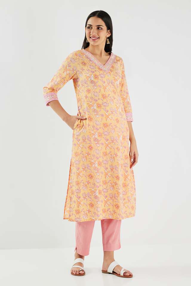 Printed-Blended-Fabric-Straight-Fit-Women-s-Kurta