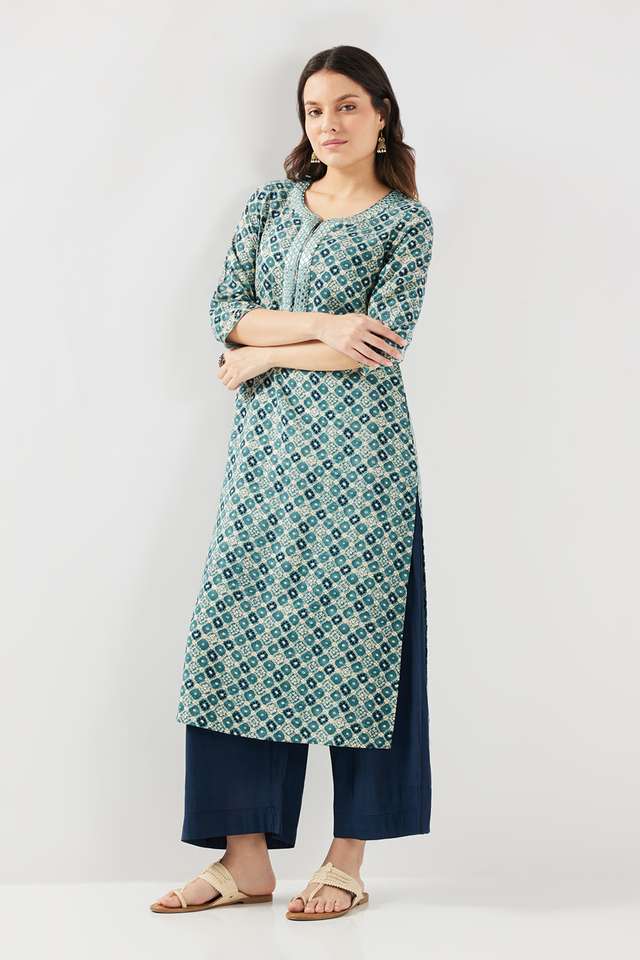 Embroidered-Rayon-Round-Neck-Women-s-Casual-Wear-Kurta