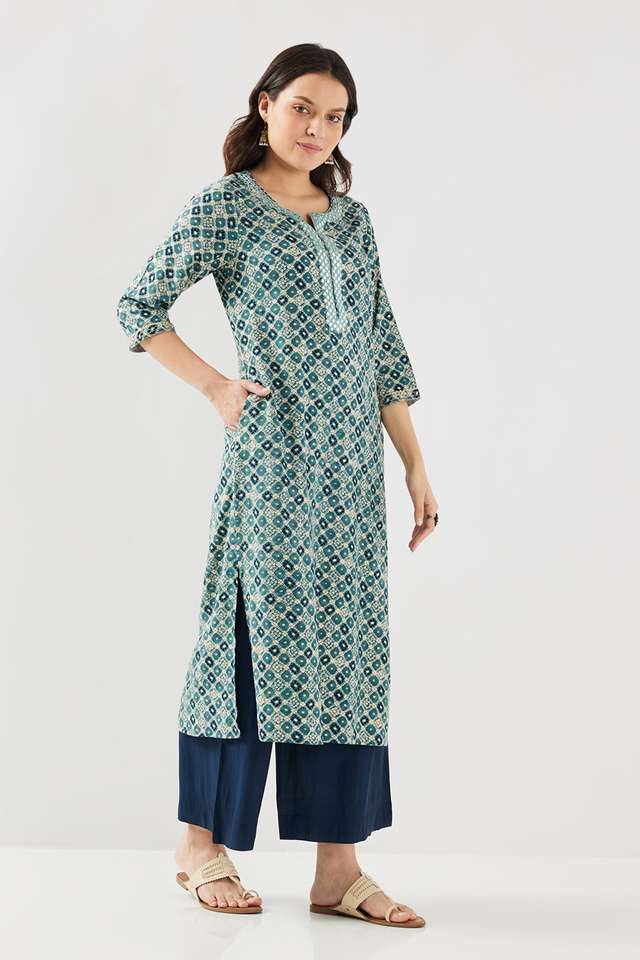 Embroidered-Rayon-Round-Neck-Women-s-Casual-Wear-Kurta
