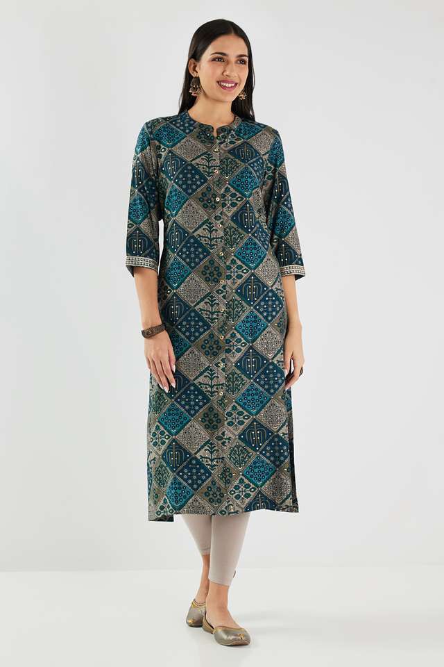 Printed-Blended-Fabric-Relaxed-Fit-Women-s-Kurta