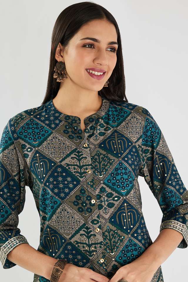 Printed-Blended-Fabric-Relaxed-Fit-Women-s-Kurta