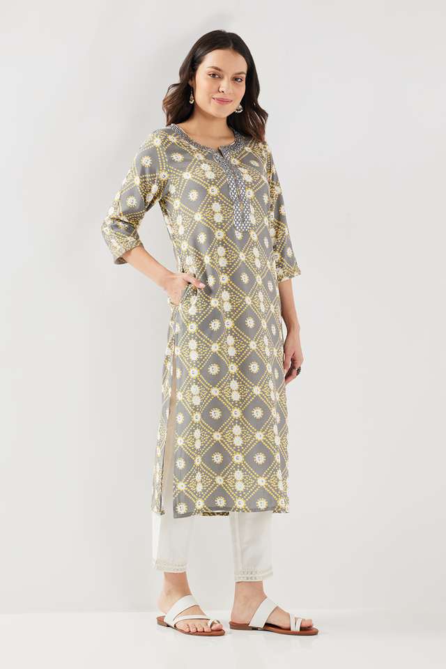 Embroidered-Rayon-Round-Neck-Women-s-Casual-Wear-Kurta