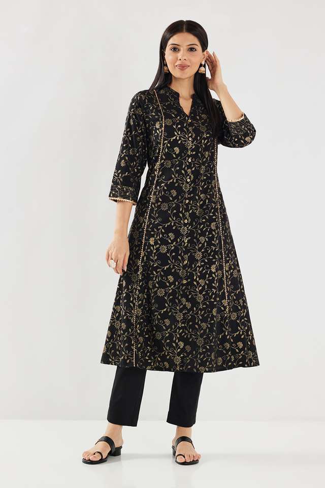 Printed-Chanderi-Collared-Women-s-Casual-Wear-Kurta