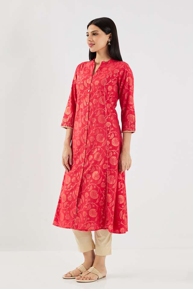 Printed-Chanderi-Collared-Women-s-Casual-Wear-Kurta