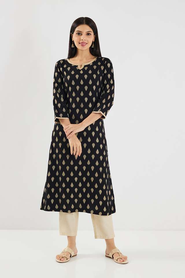 Printed-Rayon-Round-Neck-Women-s-Casual-Wear-Kurta