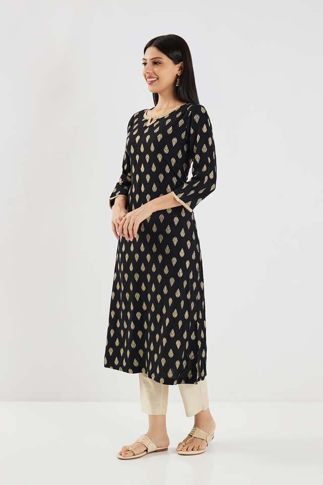 Printed-Rayon-Round-Neck-Women-s-Casual-Wear-Kurta