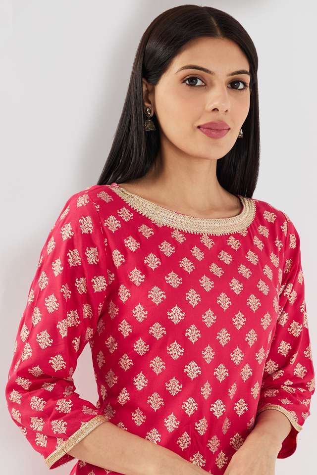 Printed-Rayon-Boat-Neck-Women-s-Casual-Wear-Kurta