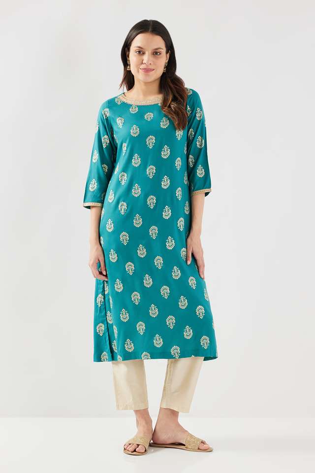 Printed-Rayon-Boat-Neck-Women-s-Casual-Wear-Kurta