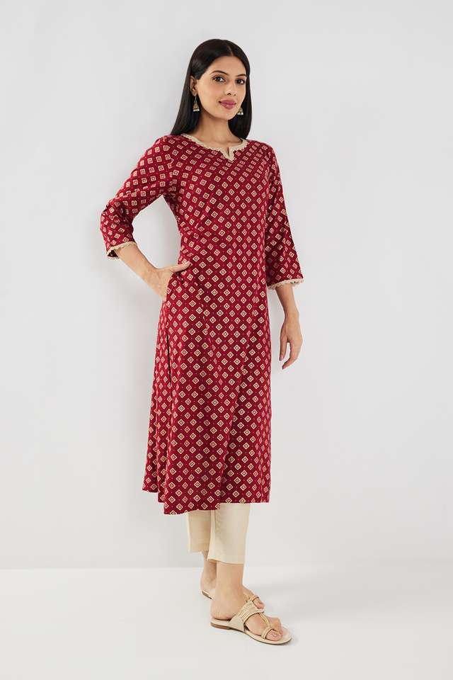 Printed-Rayon-Round-Neck-Women-s-Casual-Wear-Kurta