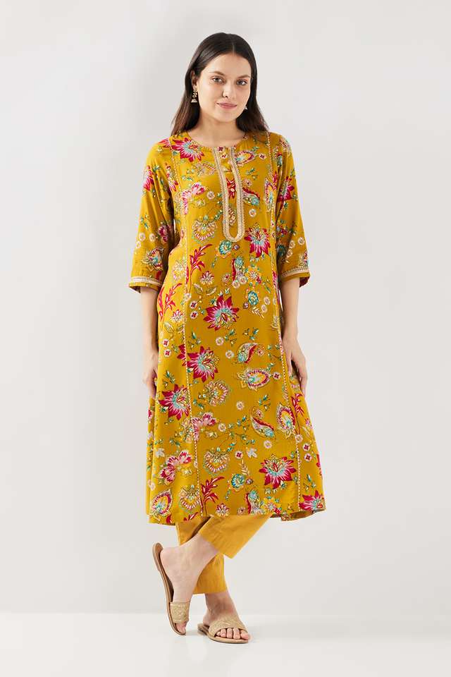 Printed-Rayon-Round-Neck-Women-s-Casual-Wear-Kurta