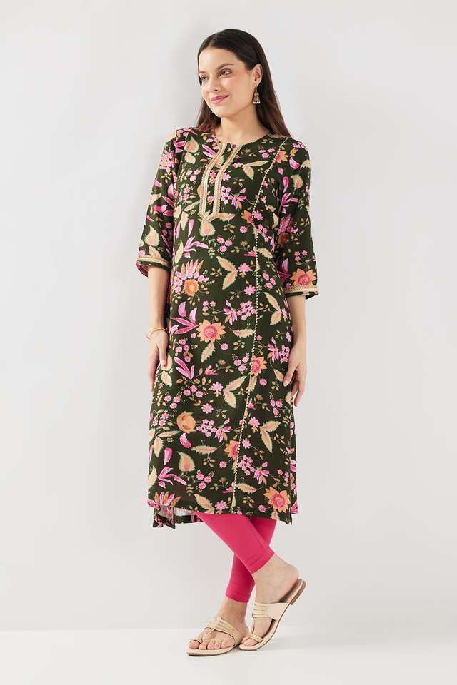 Printed-Rayon-Round-Neck-Women-s-Casual-Wear-Kurta