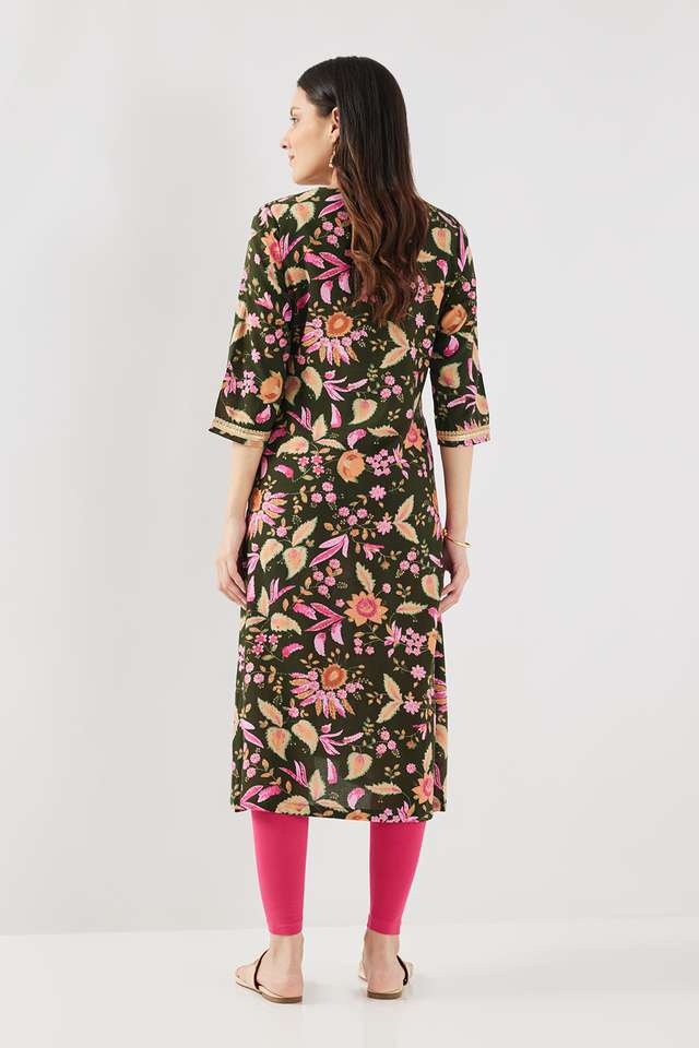 Printed-Rayon-Round-Neck-Women-s-Casual-Wear-Kurta