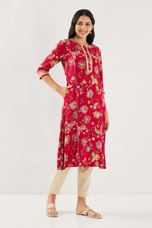 Printed-Rayon-Round-Neck-Women-s-Casual-Wear-Kurta