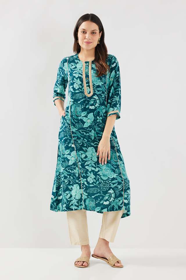 Printed-Rayon-Round-Neck-Women-s-Casual-Wear-Kurta