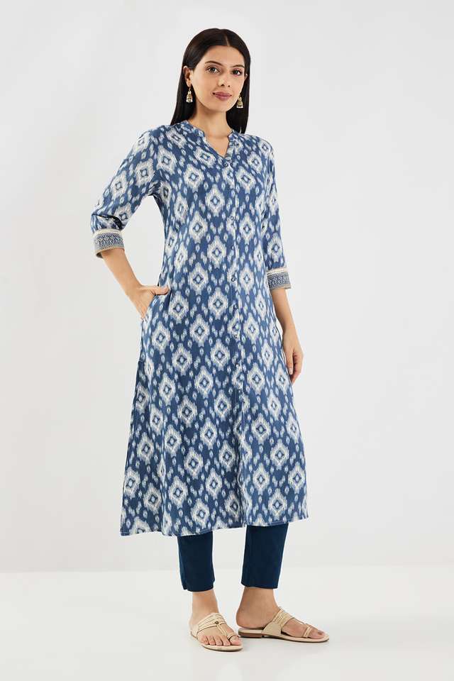 Printed-Rayon-Collared-Women-s-Casual-Wear-Kurta