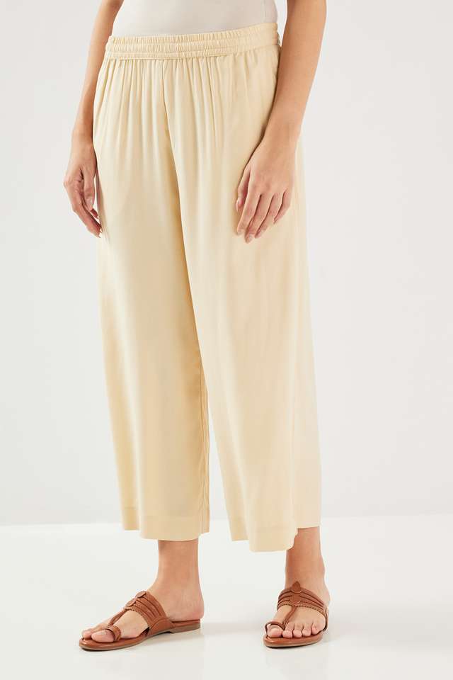 Solid-Full-Length-Blended-Fabric-Woven-Women-Palazzo