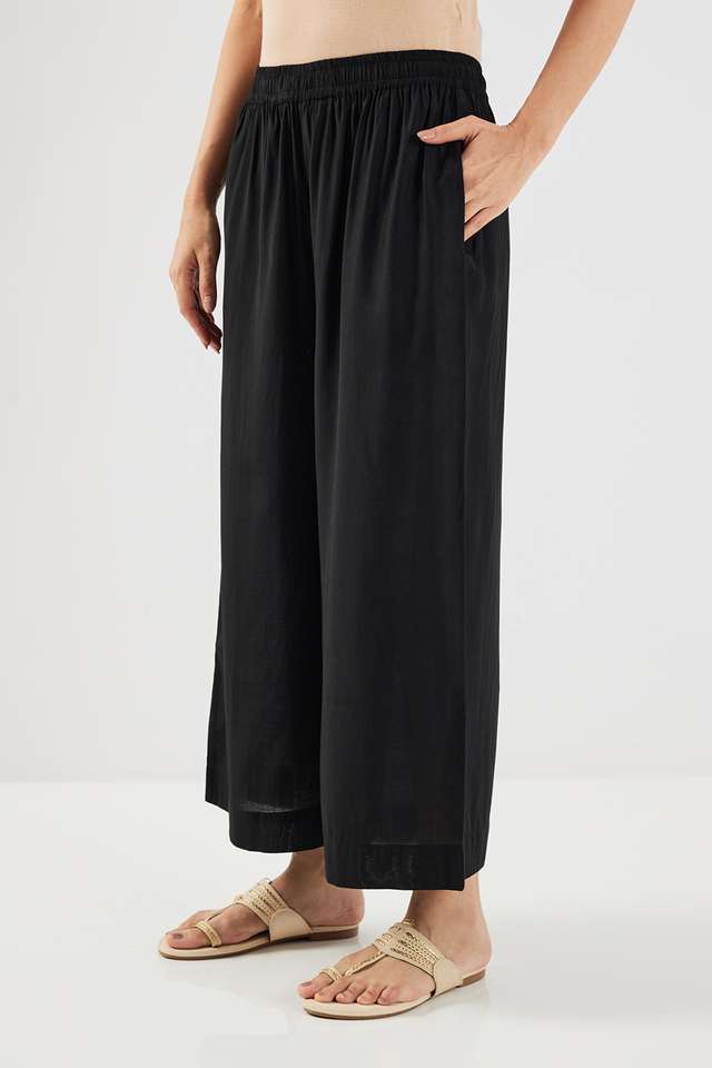 Solid-Chanderi-Straight-Fit-Women-s-Palazzos