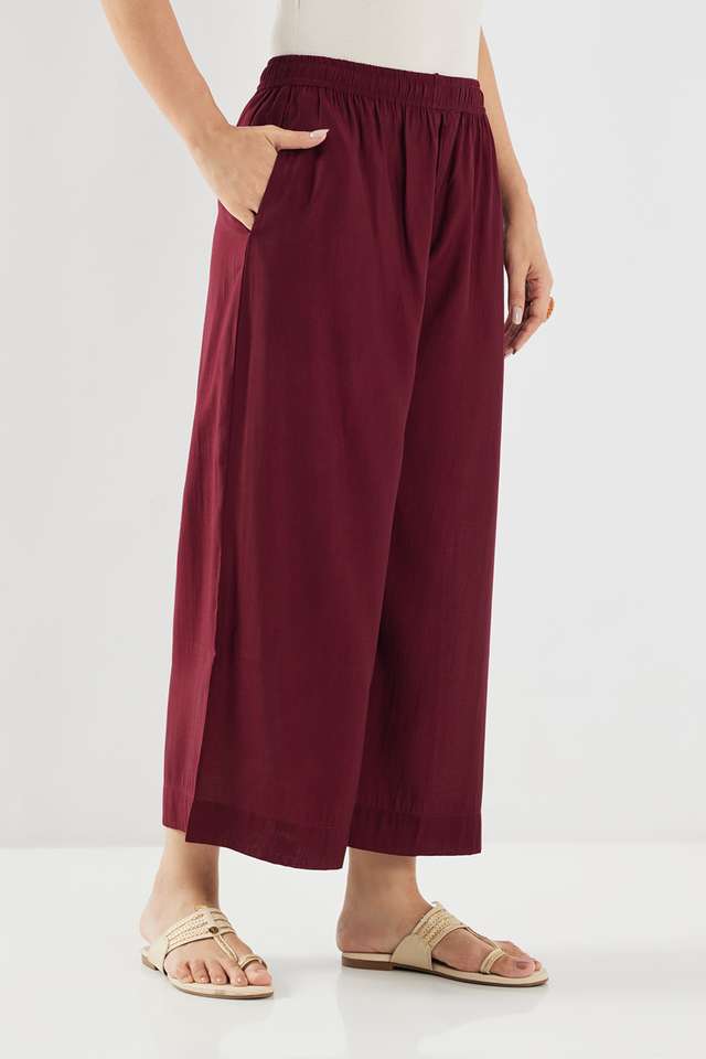 Solid-Chanderi-Straight-Fit-Women-s-Palazzos