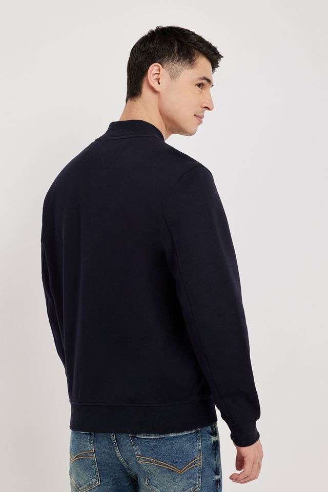 Buy TOMMY HILFIGER Navy Solid Cotton Collared Men's Sweatshirt