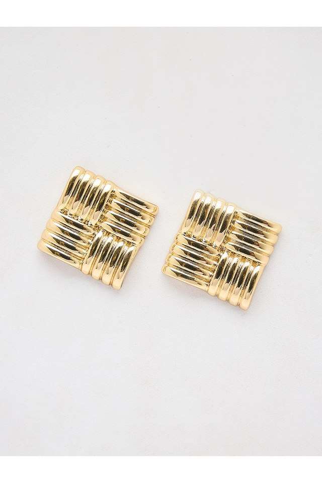 Gold-square-Textured-Party-Studs-Earrings