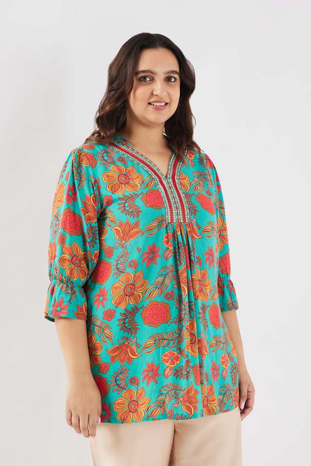 Printed-Rayon-V-Neck-Women-s-Tunic