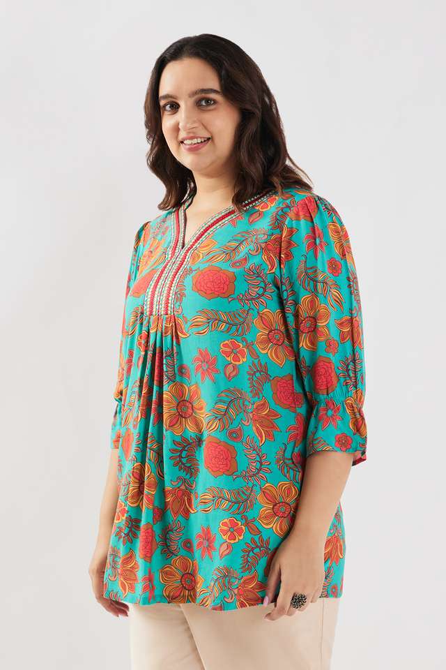 Printed-Rayon-V-Neck-Women-s-Tunic