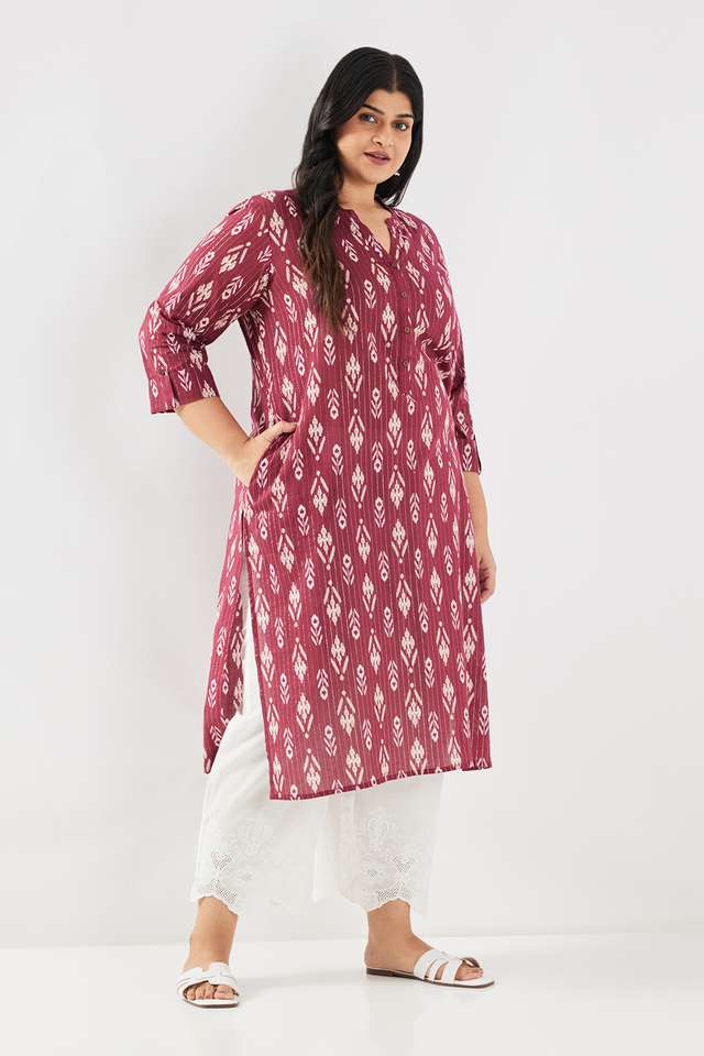 Printed-Cotton-Blend-Collared-Women-s-Kurta