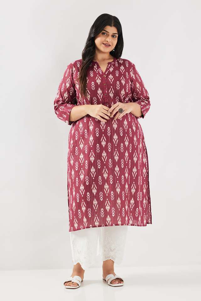 Printed-Cotton-Blend-Collared-Women-s-Kurta