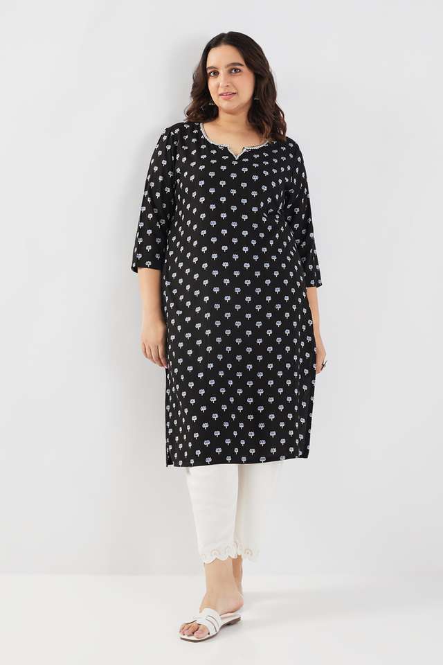 Printed-Rayon-Round-Neck-Women-s-Kurta