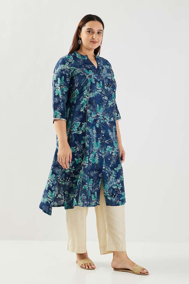 Printed-Chanderi-Collared-Women-s-Kurta